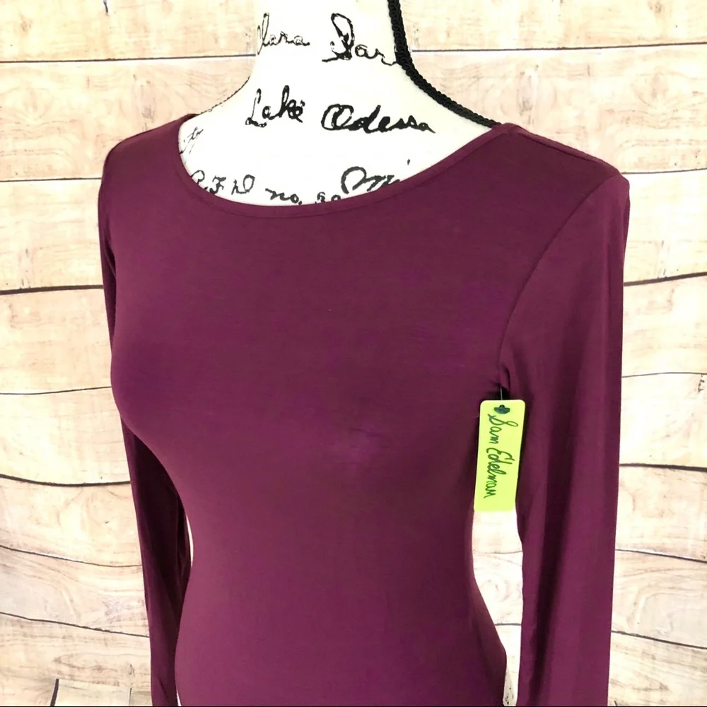 ❗️LOWEST PRICE NWT $42 Sam Edelman Prune Boatneck Bodysuit Size S - Picture 4 of 8
